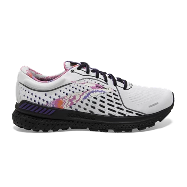 Brooks Adrenaline GTS 21 Stabila Löparskor Herr Vita / Svarta / Lila | 359-PBYOCZ